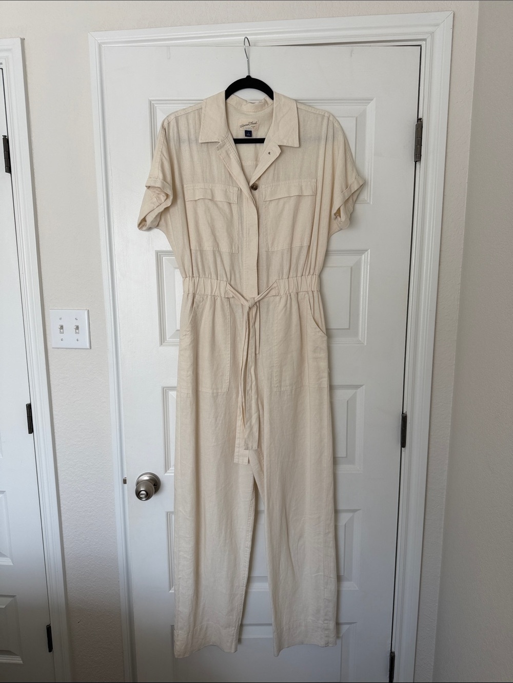 Universal Thread Cream Utility Jumpsuit with Waist Tie